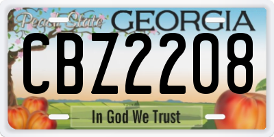 GA license plate CBZ2208