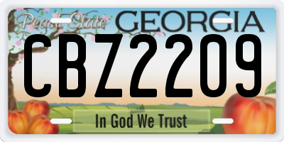 GA license plate CBZ2209