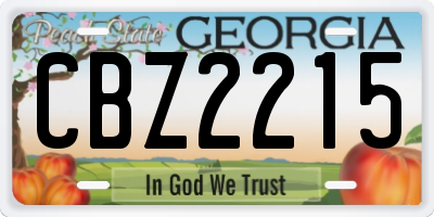 GA license plate CBZ2215