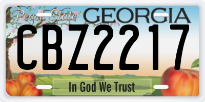 GA license plate CBZ2217