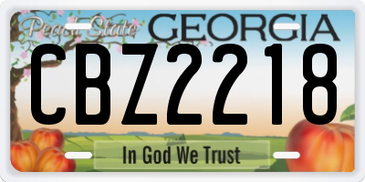 GA license plate CBZ2218