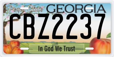 GA license plate CBZ2237
