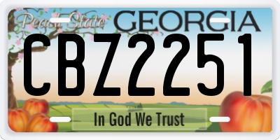 GA license plate CBZ2251