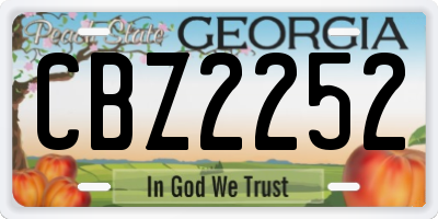 GA license plate CBZ2252