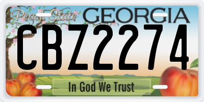 GA license plate CBZ2274