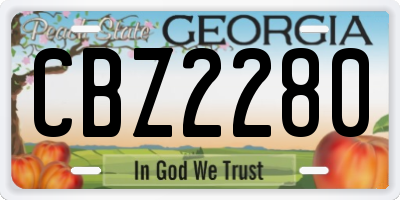 GA license plate CBZ2280