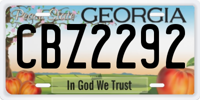 GA license plate CBZ2292
