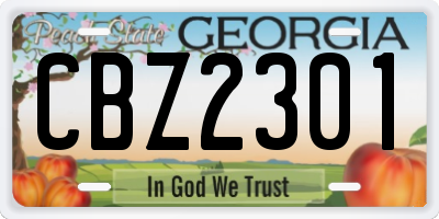 GA license plate CBZ2301