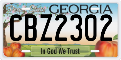 GA license plate CBZ2302