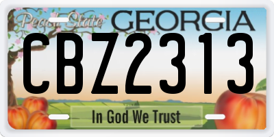 GA license plate CBZ2313