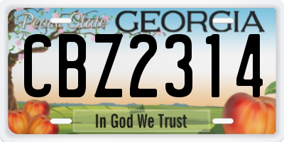 GA license plate CBZ2314