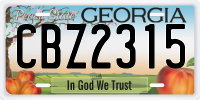 GA license plate CBZ2315