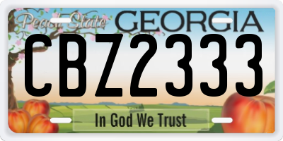 GA license plate CBZ2333