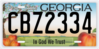 GA license plate CBZ2334