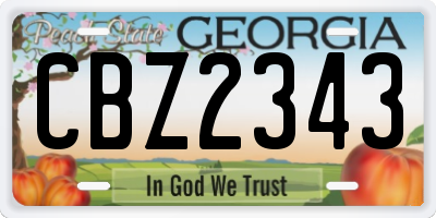 GA license plate CBZ2343