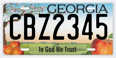 GA license plate CBZ2345