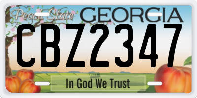 GA license plate CBZ2347