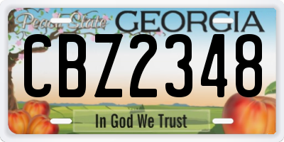 GA license plate CBZ2348