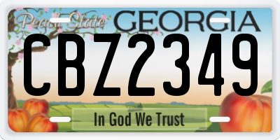 GA license plate CBZ2349