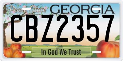 GA license plate CBZ2357