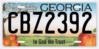 GA license plate CBZ2392