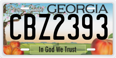 GA license plate CBZ2393