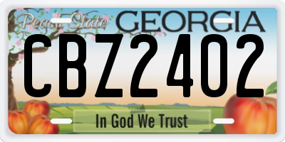 GA license plate CBZ2402