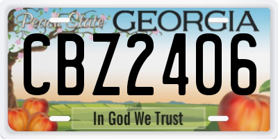GA license plate CBZ2406
