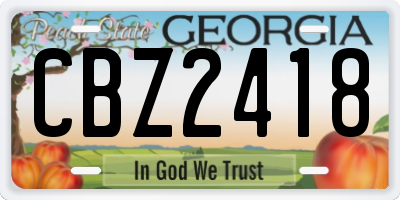 GA license plate CBZ2418