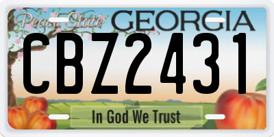 GA license plate CBZ2431