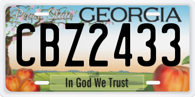 GA license plate CBZ2433