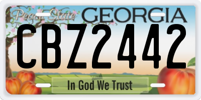 GA license plate CBZ2442
