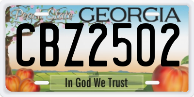 GA license plate CBZ2502