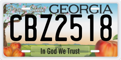 GA license plate CBZ2518