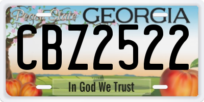GA license plate CBZ2522