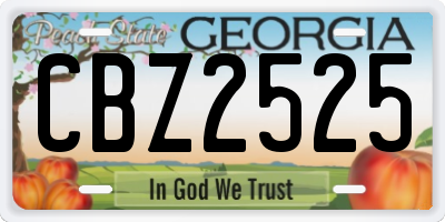 GA license plate CBZ2525