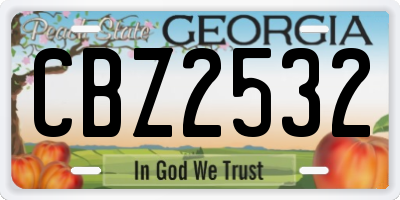 GA license plate CBZ2532