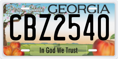GA license plate CBZ2540
