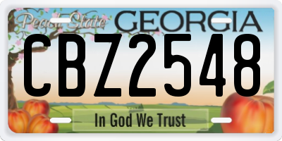 GA license plate CBZ2548