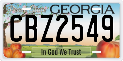 GA license plate CBZ2549