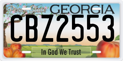 GA license plate CBZ2553