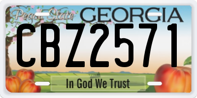 GA license plate CBZ2571