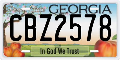 GA license plate CBZ2578