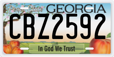 GA license plate CBZ2592
