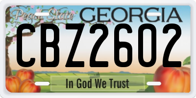GA license plate CBZ2602