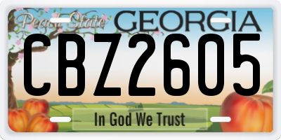 GA license plate CBZ2605