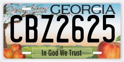 GA license plate CBZ2625