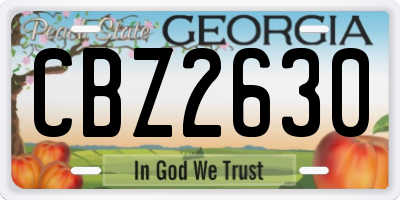 GA license plate CBZ2630