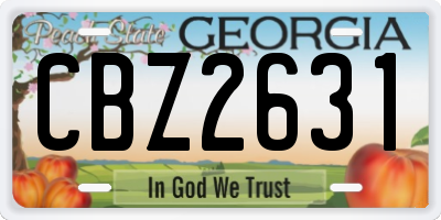 GA license plate CBZ2631