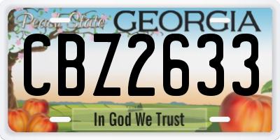 GA license plate CBZ2633